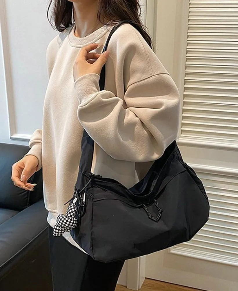 Nylon Crossbody Bags for Women Trendy Crescent Shoulder Bags Lightweight Hobo Purse with Adjustable Strap Workout