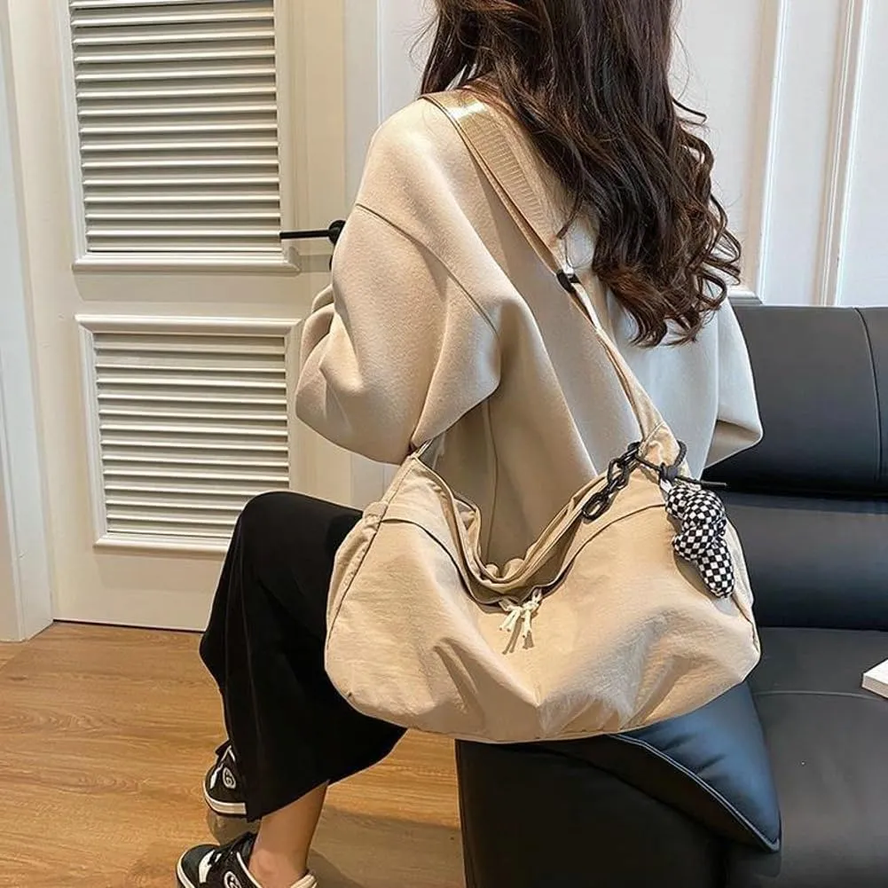 Nylon Crossbody Bags for Women Trendy Crescent Shoulder Bags Lightweight Hobo Purse with Adjustable Strap Workout