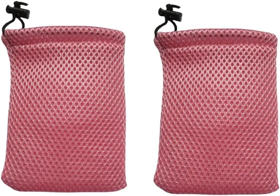 Nylon Mesh Drawstring Bag, 5 x 3.5 Inch Small Storage Pouch String Bags for Mini Stuff MP3 Charger Earphone Key, 5Pcs Travel Kit Organizer for Lipstick Cosmetic Jewelry, Pink