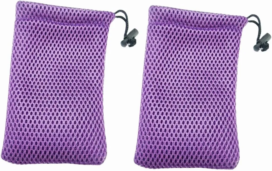 Nylon Mesh Drawstring Bag, 6" x 4" Small Storage Pouch String Bags for Mini Stuff MP3 Charger Earphone Key, 5pcs Travel Kit Organizer for Lipstick Cosmetic Jewelry, purple