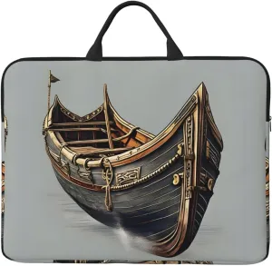 Old Viking Boats 14in Laptop Case Sleeve Bag  Versatile Shoulder Messenger Briefcase, Designed for Business Travel