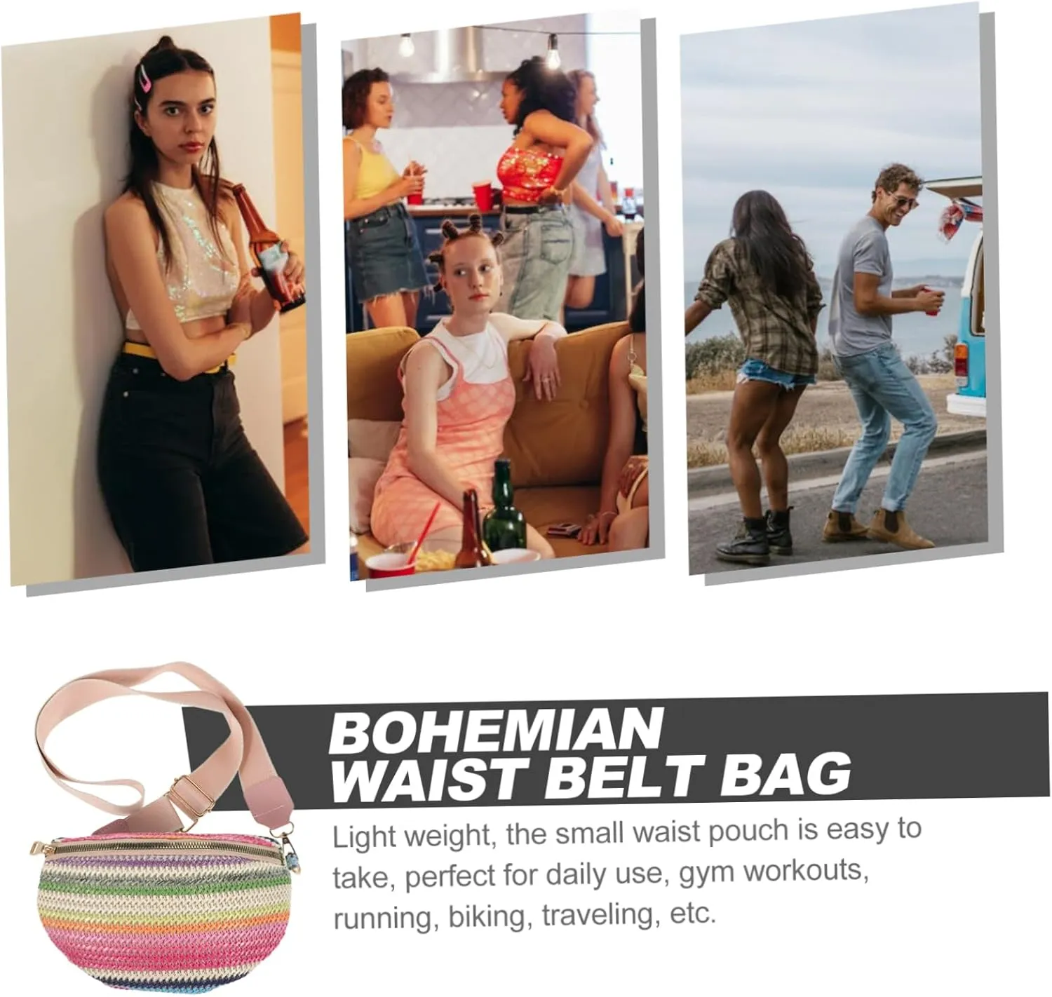 Pack Straw Chest Bag Decorative Waist Bags Fashion Belt Bag Outdoor Waist Bag Belt Bags for Women Trendy