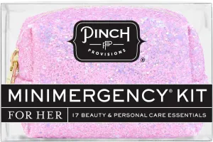 Pinch Provisions Orchid Glitter Minimergency Kit, Includes 17 Travel-Sized Cosmetic Essentials, Convenient for Purses, Emergency Beauty Accessories, Gifts for Holidays & Birthdays