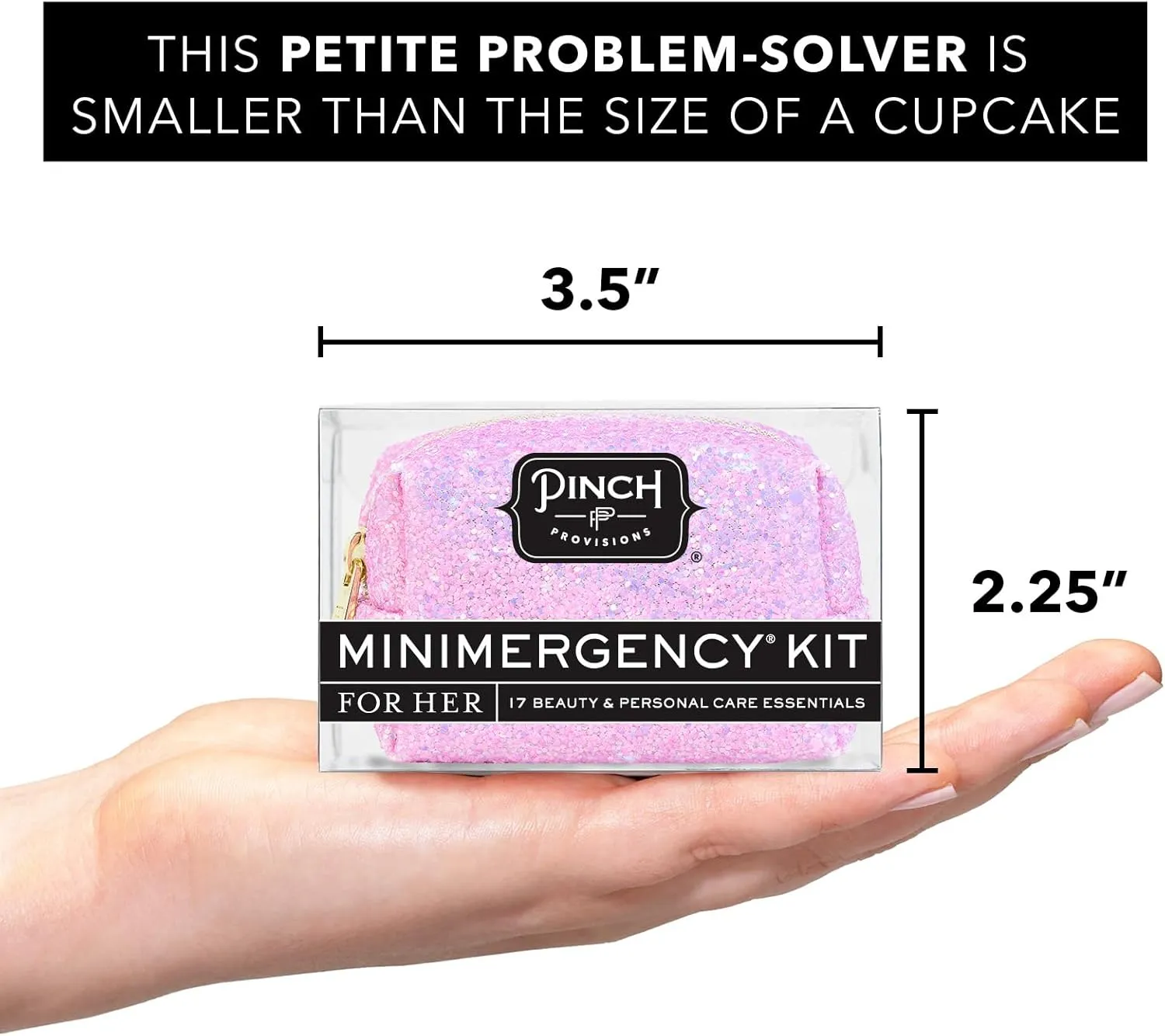 Pinch Provisions Orchid Glitter Minimergency Kit, Includes 17 Travel-Sized Cosmetic Essentials, Convenient for Purses, Emergency Beauty Accessories, Gifts for Holidays & Birthdays