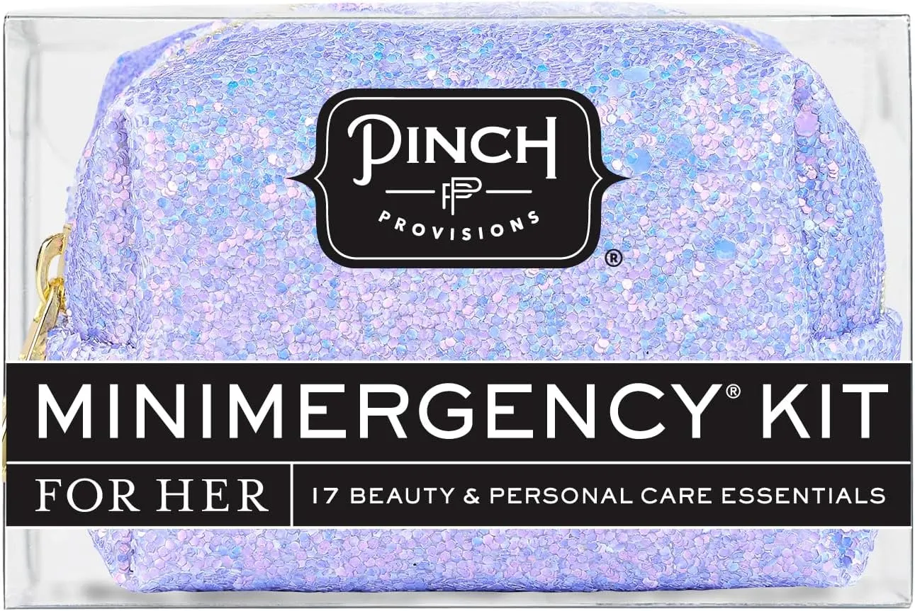 Pinch Provisions Purple Periwinkle Minimergency Kit, Includes 17 Travel-Sized Cosmetic Essentials, Convenient for Purses, Emergency Beauty Accessories, Gifts for Holidays & Birthdays