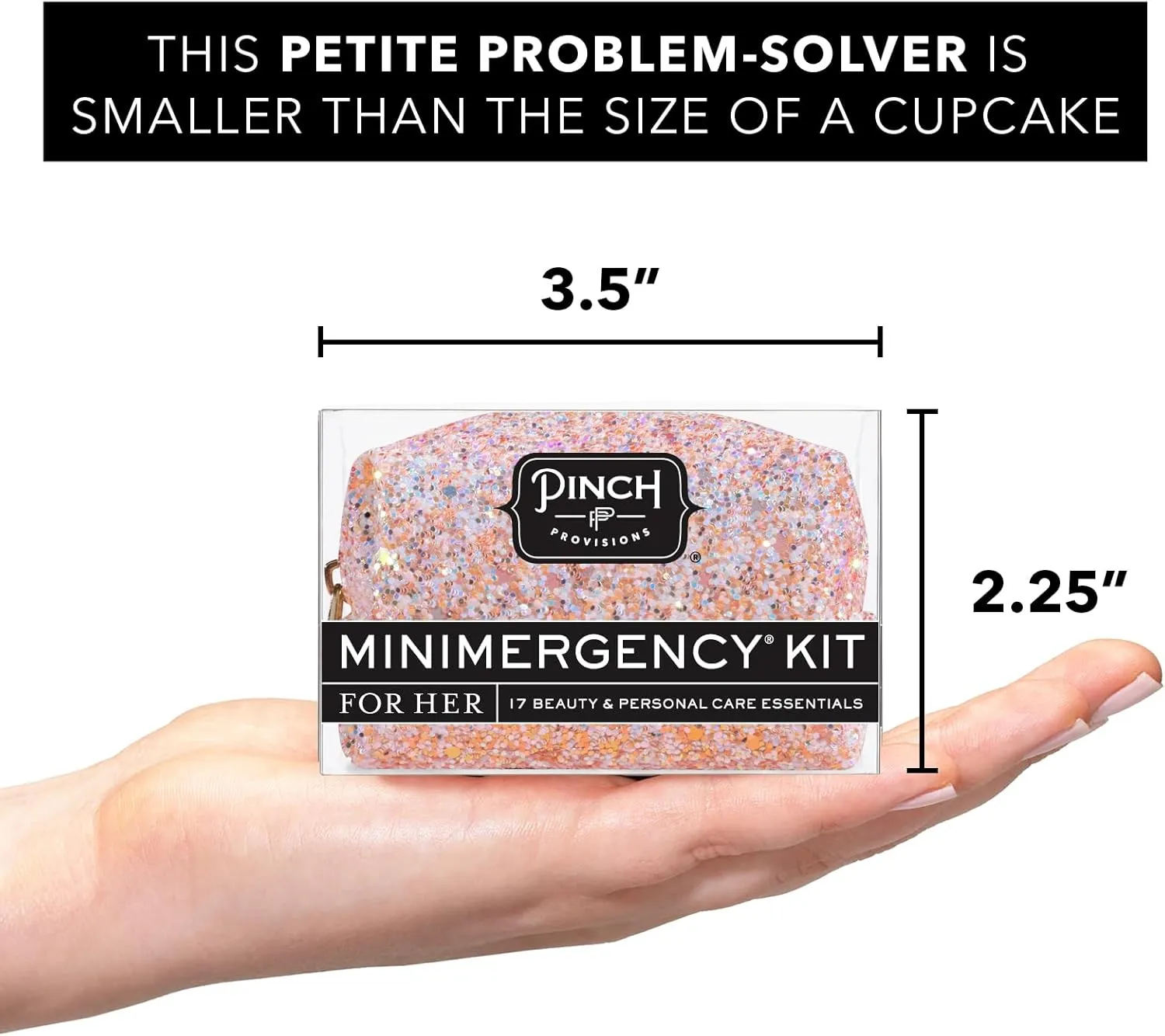 Pinch Provisions Ros Minimergency Kit, Includes 17 Travel-Sized Cosmetic Essentials, Convenient for Purses, Emergency Beauty Accessories, Gifts for Holidays & Birthdays