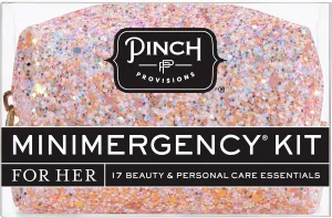 Pinch Provisions Ros Minimergency Kit, Includes 17 Travel-Sized Cosmetic Essentials, Convenient for Purses, Emergency Beauty Accessories, Gifts for Holidays & Birthdays