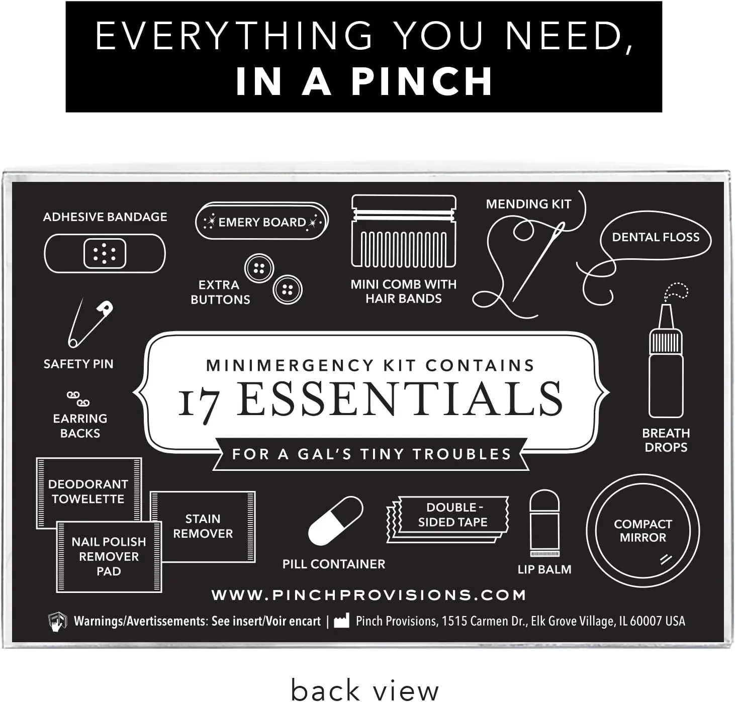 Pinch Provisions Ros Minimergency Kit, Includes 17 Travel-Sized Cosmetic Essentials, Convenient for Purses, Emergency Beauty Accessories, Gifts for Holidays & Birthdays