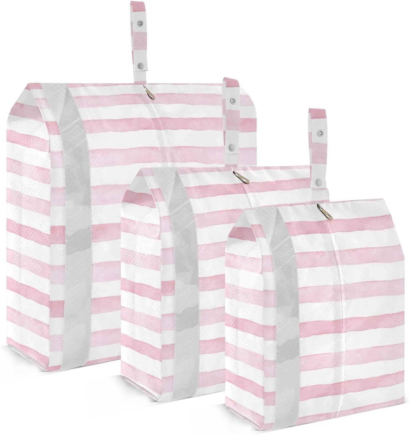 Pink Stripe 3 Set Travel Packing Cubes For Suitcases, Foldable, Garment Bag Closet Storage, Luggage Space Saver, Organizadores De Maletas Para