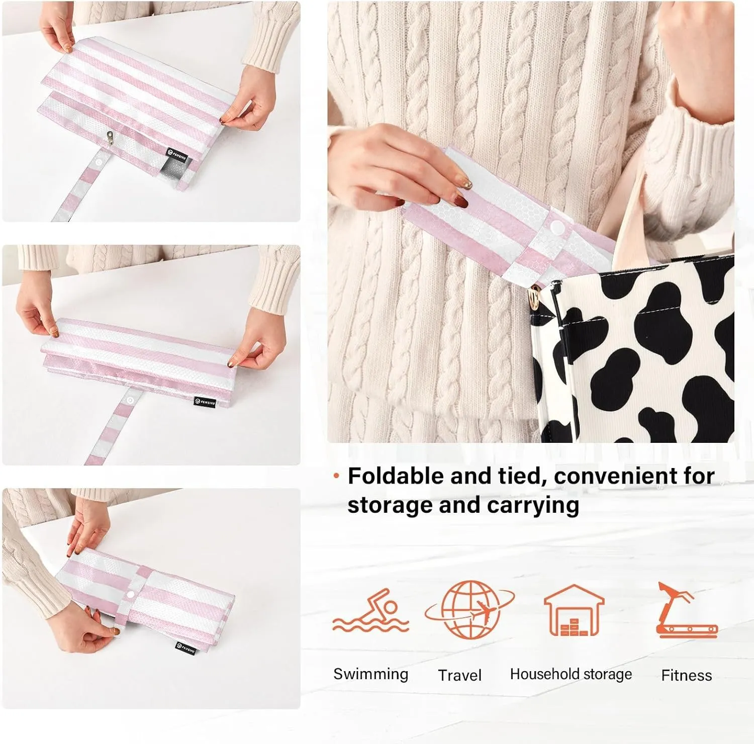 Pink Stripe 3 Set Travel Packing Cubes For Suitcases, Foldable, Garment Bag Closet Storage, Luggage Space Saver, Organizadores De Maletas Para