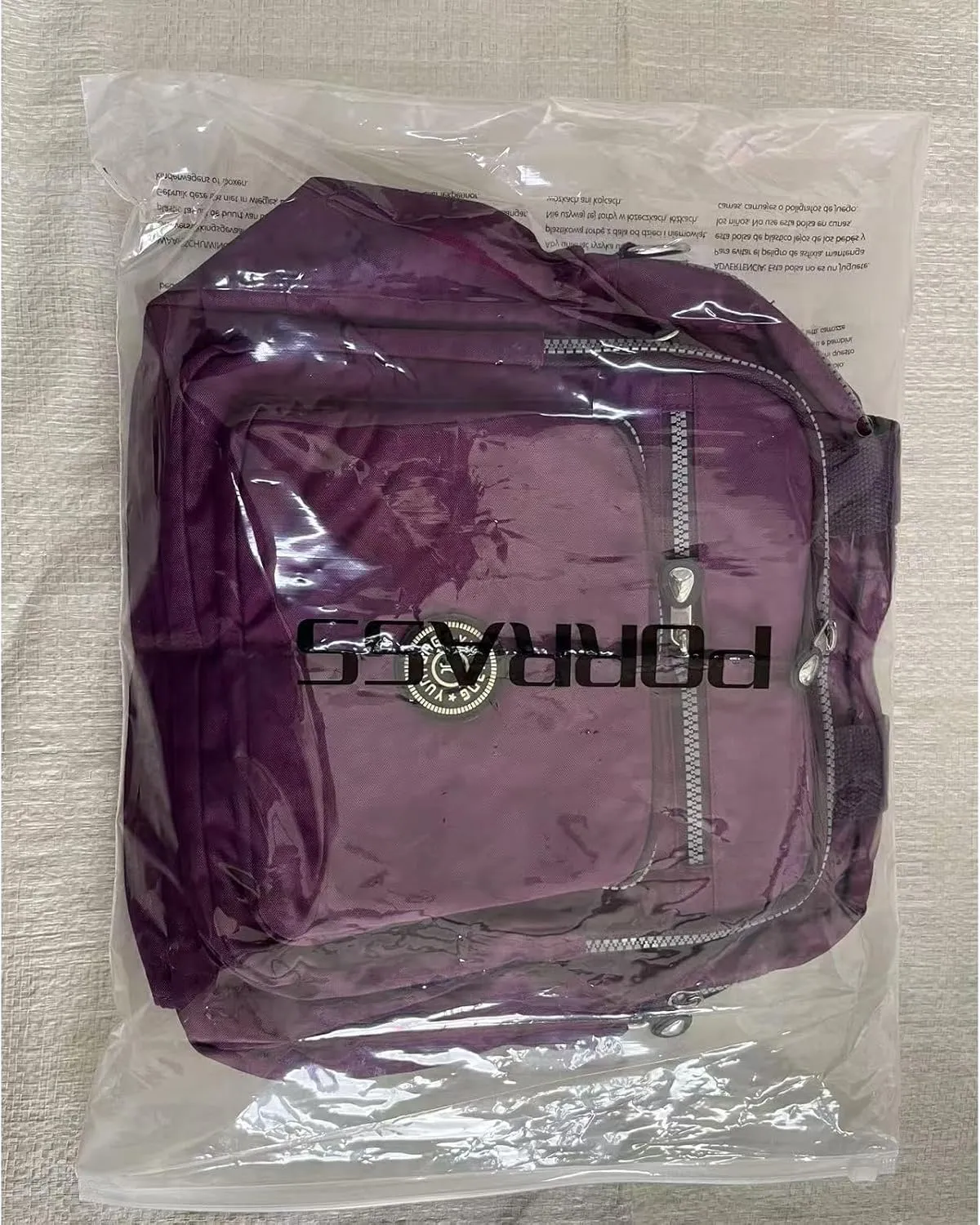 PORRASSO Casual Backpack Women Shoulder Bag Ladies Crossbody Bag Nylon Handbag Daypack for Work Travel Daily Use Purple