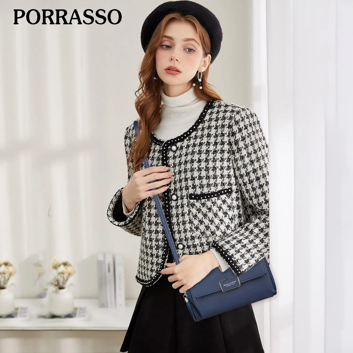 PORRASSO Crossbody Wallet Women's Phone Bag Shoulder Bag Fashion Clutch Purse Bag PU Wallet for Party Wedding Travelling Blue