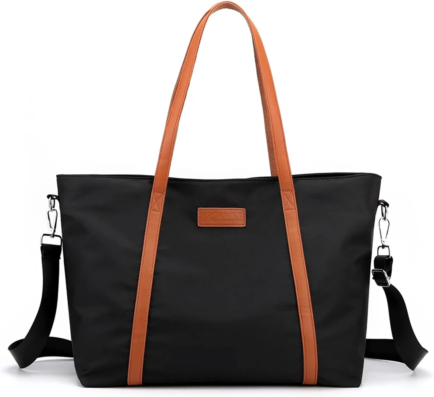 PORRASSO Laptop Tote Bag Women Briefcase Handbag Casual Shoulder Bag Crossbody Bag Fit 15.6 Inch Laptop for Work Business Travel Black