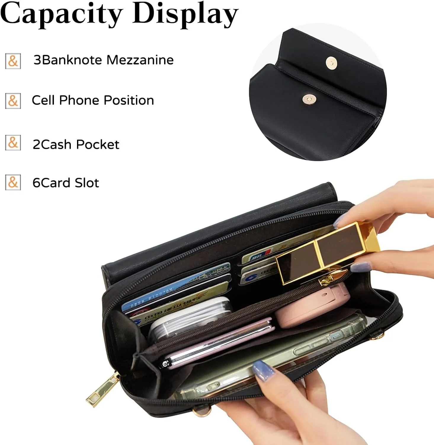 PORRASSO Touch Screen Crossbody Phone Bag Fashion Wallet Women's Shoulder Bag Clutch RFID Blocking Purse PU Wallet for Party Wedding Travelling Light Blue
