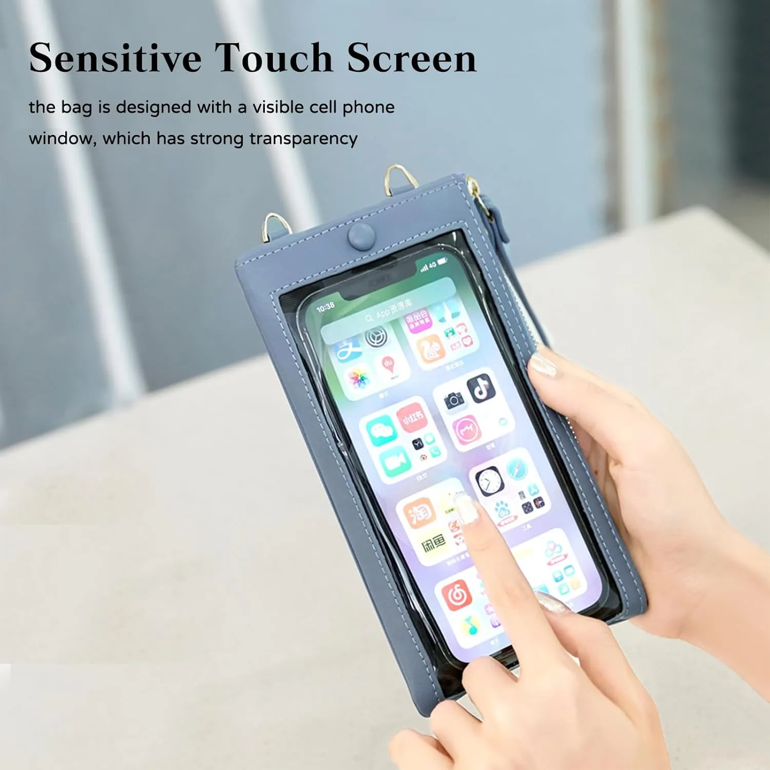 PORRASSO Touch Screen Crossbody Phone Bag Fashion Wallet Women's Shoulder Bag Clutch Wristlet Bag PU Purse for Party Wedding Travelling Green