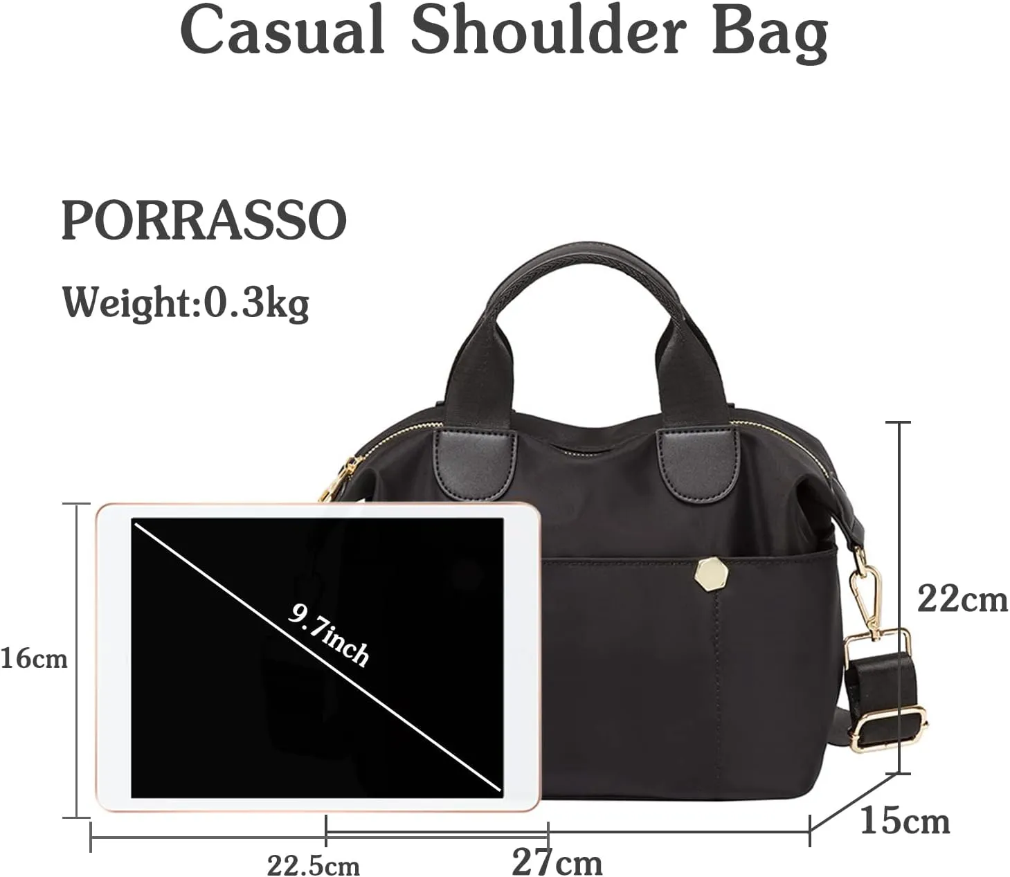 PORRASSO Women Crossbody Bag Fashion Shoulder Bag Multifunctional Handbag Ladies Satchel