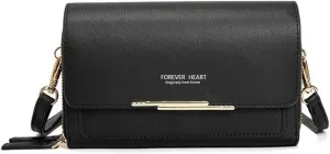 PORRASSO Women's Wallet Crossbody Phone Bag Shoulder Bag Clutch Purse Bag PU Wallet for Party Wedding Travelling Black