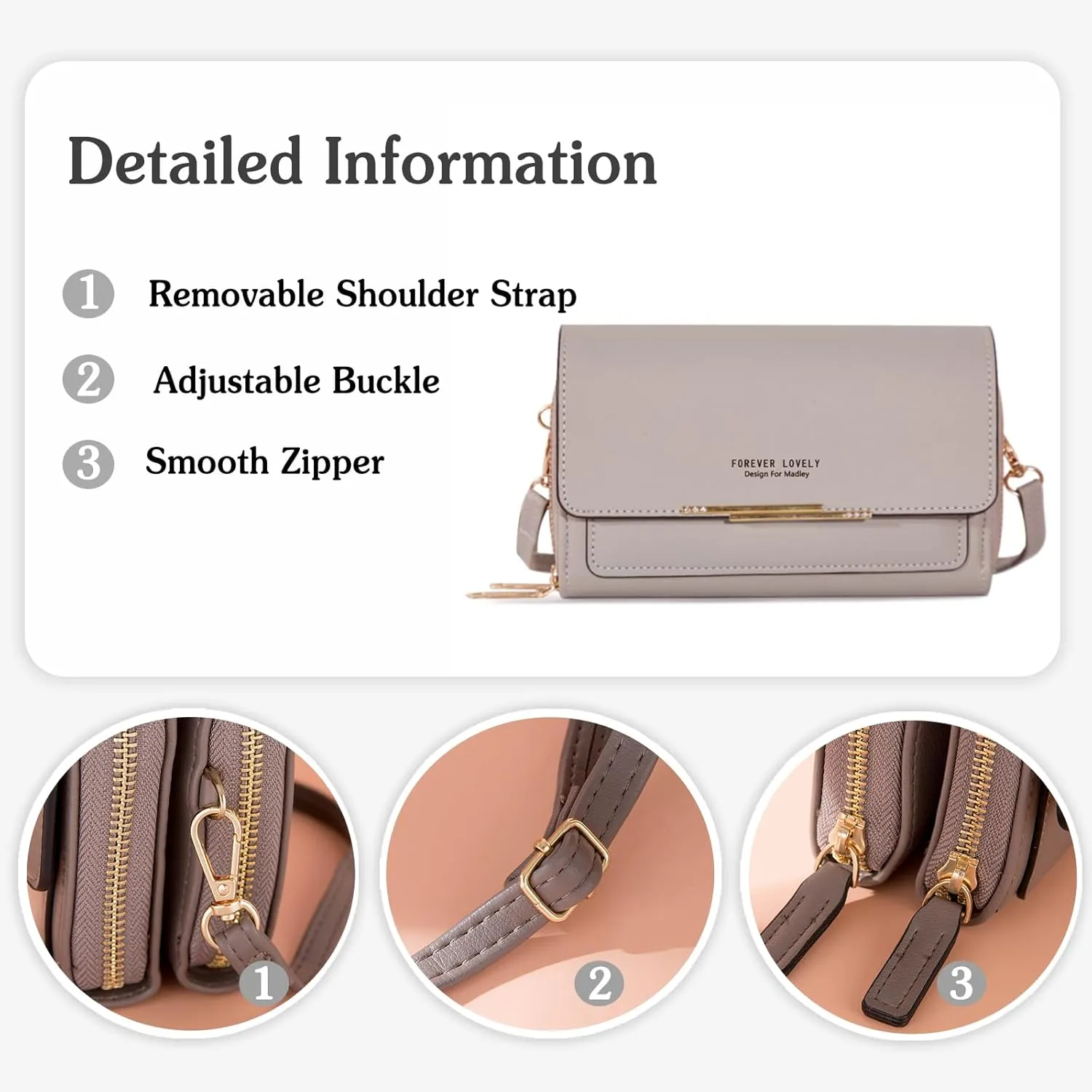 PORRASSO Women's Wallet Crossbody Phone Bag Shoulder Bag Clutch Purse Bag PU Wallet for Party Wedding Travelling Black