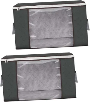 PRETYZOOM Clothing Storage Containers 2pcs Foldable Storage Bags Fabric Bin Garment Bag