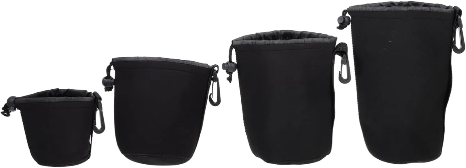 Professional Camera Lens Pouch 4pcs Waterproof Slr Lens Bag Belt Hooks Sturdy Neoprene Case for