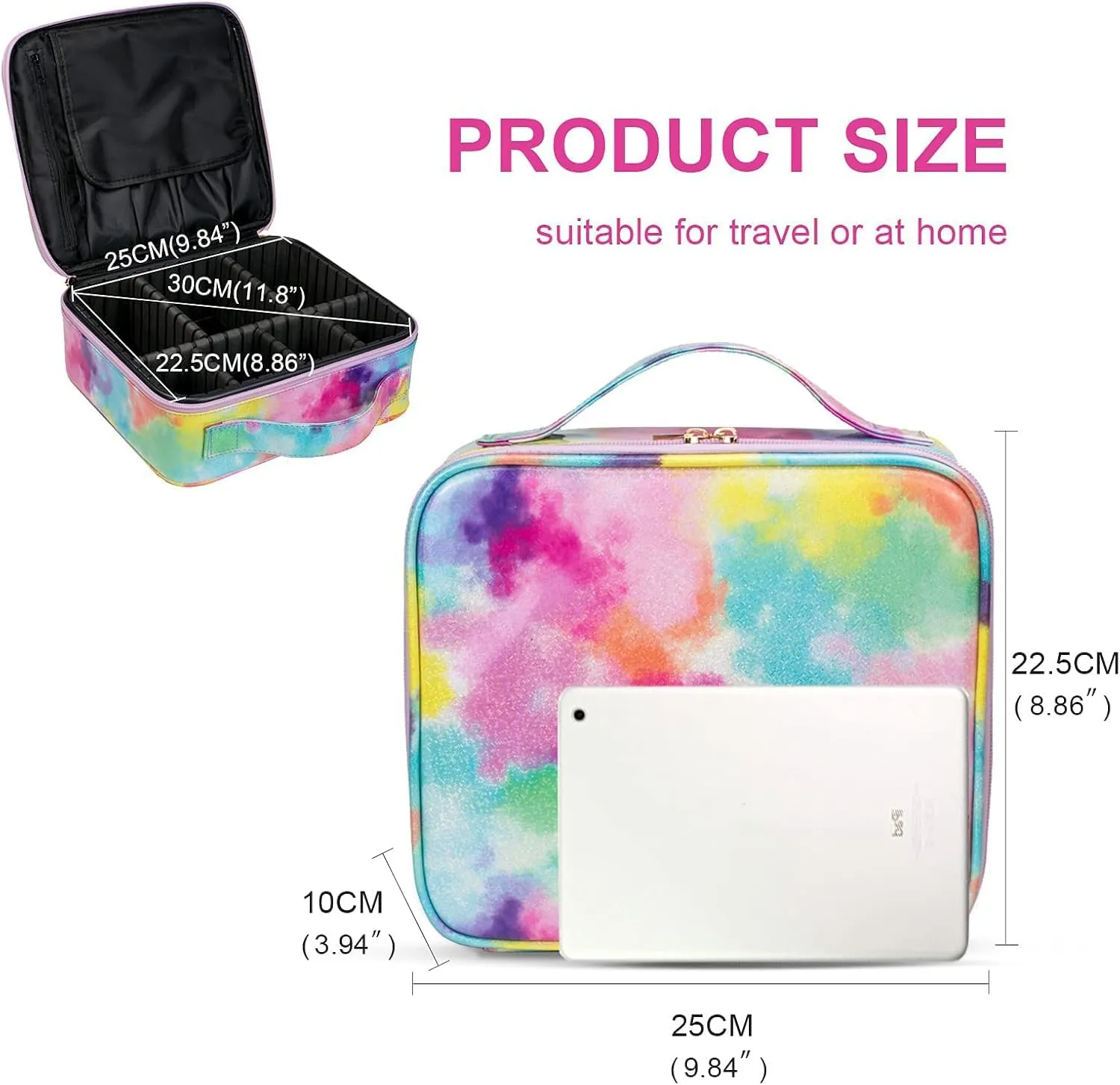 Professional Makeup Bag Travel Make Up Cosmetic Bags Organizer and Storage for Women Waterproof Large Train Case Pink Portable Beauty Box for Travelling