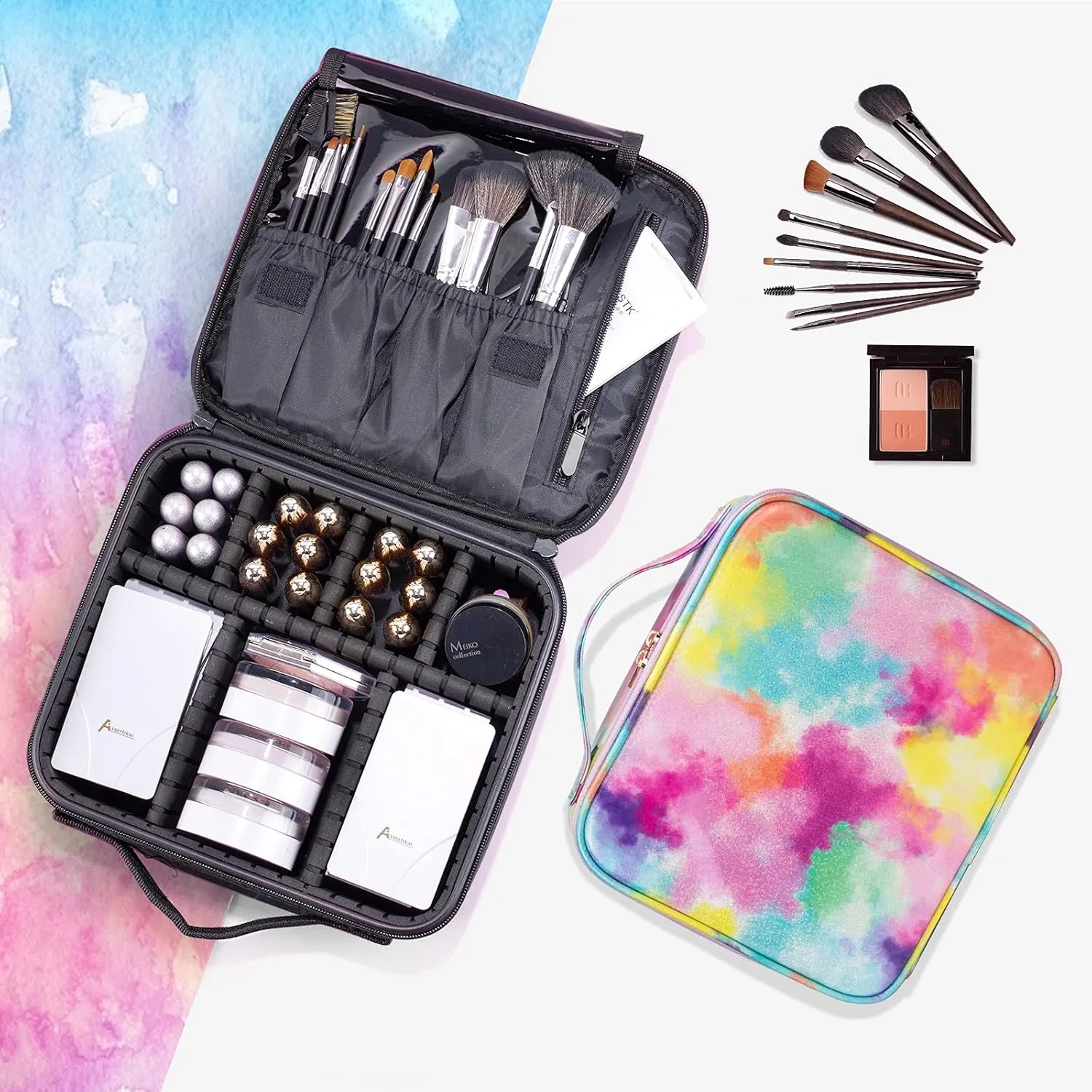 Professional Makeup Bag Travel Make Up Cosmetic Bags Organizer and Storage for Women Waterproof Large Train Case Pink Portable Beauty Box for Travelling