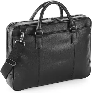 Quadra Nuhide Slimline Laptop Briefcase (QD892)-Business Travel Professional Bag - Black