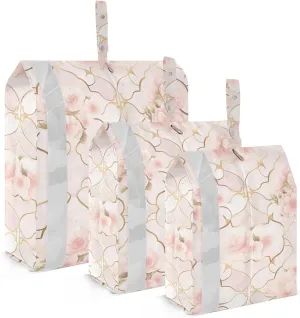 Quatrefoil Pattern Peach Gold 3 Set Packing Travel Bags Collapsible Garment Bag Closet Storage Bags For Luggage Clothing Storage
