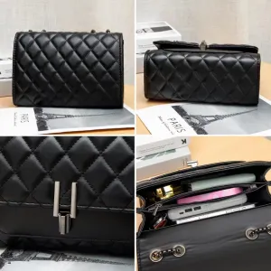 Quilted Leather Crossbody Purse for Women Trendy Ladies Shoulder Bag with Chain Designer Purses, Crossbody Bags
