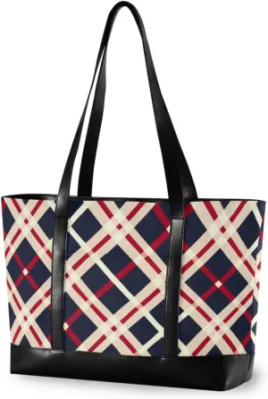 Red Black and White Plaid Pattern Waterproof professional tote bag for women with zipper travel tote bag for yoga with diaper cartera para laptop de mujer