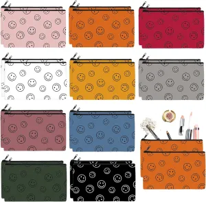 Reginary 20 Pieces Cosmetic Bag for Women, Roomy Makeup Bags with Zipper Toiletry Bag Pouch Travel Packing Accessory Organizer Gifts, 7 x 4.3 Inches (Smile Face)