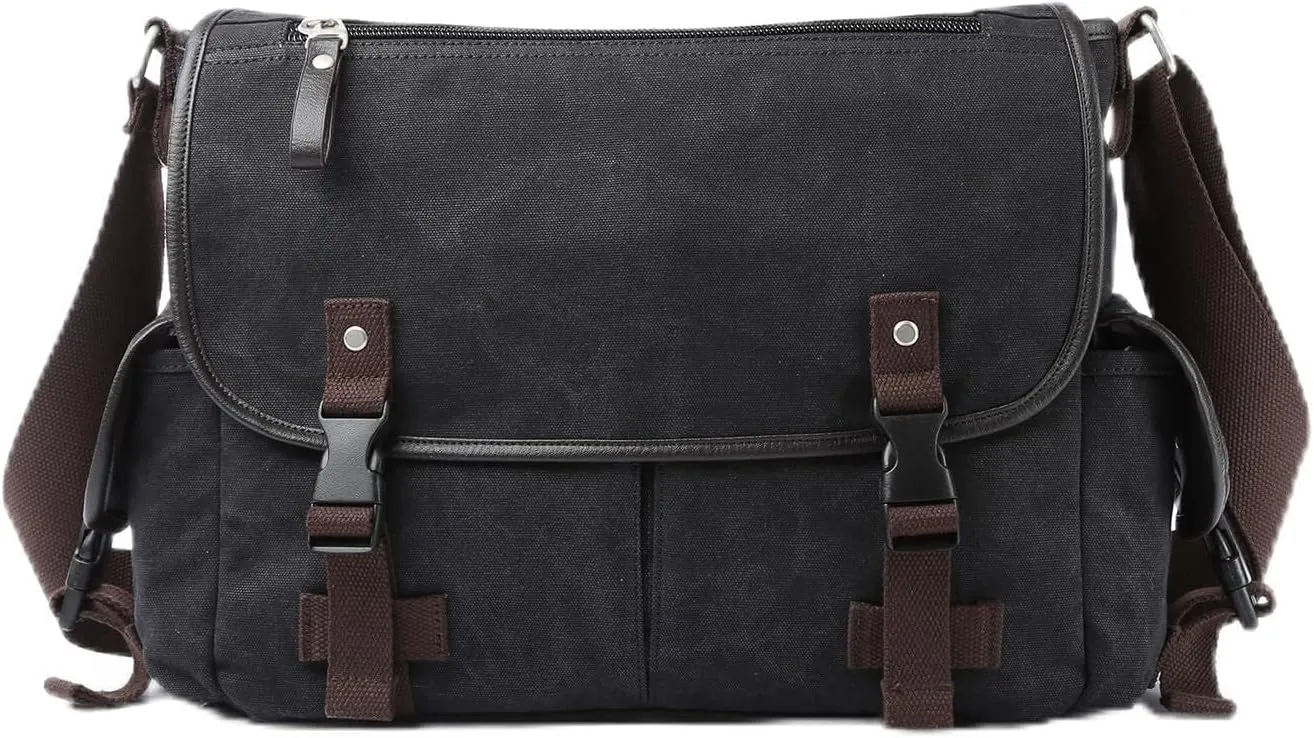 Retro Crossbody Messengers Bags Travel Canvas Messenger for Men Vintage Satchel Multiple Pockets Classic