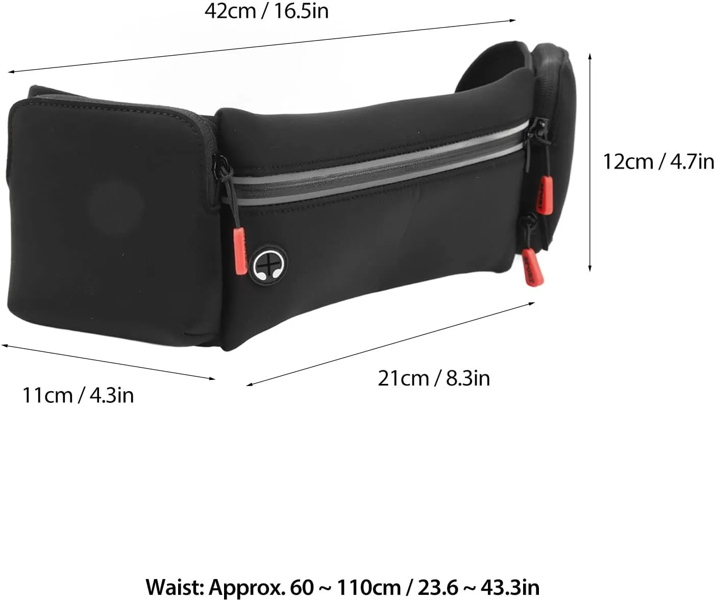 Running Waist Belt Hydration Belt with Water Bottle Holder & Running Pouch Belt, Great for Hiking and Fitness Compact and Convenient Running Waist Pack and Bag (Black)