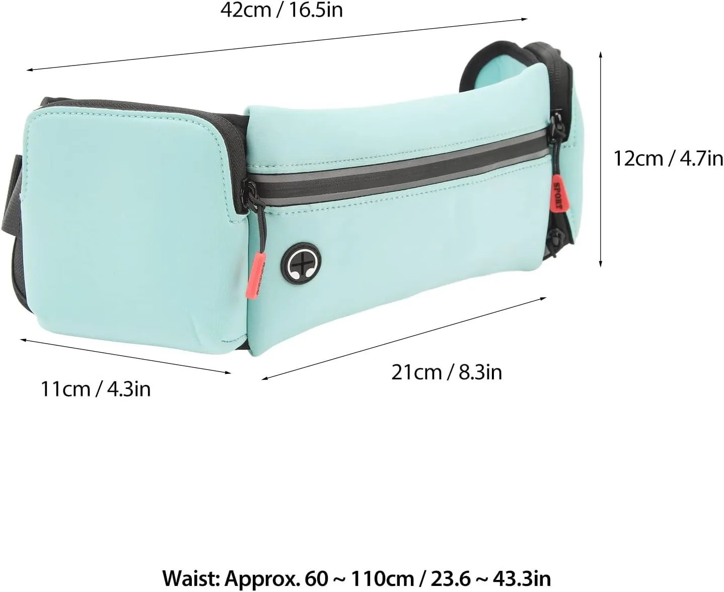 Running Waist Belt Hydration Belt with Water Bottle Holder & Running Pouch Belt, Great for Hiking and Fitness Compact and Convenient Running Waist Pack and Bag (Sky Blue)