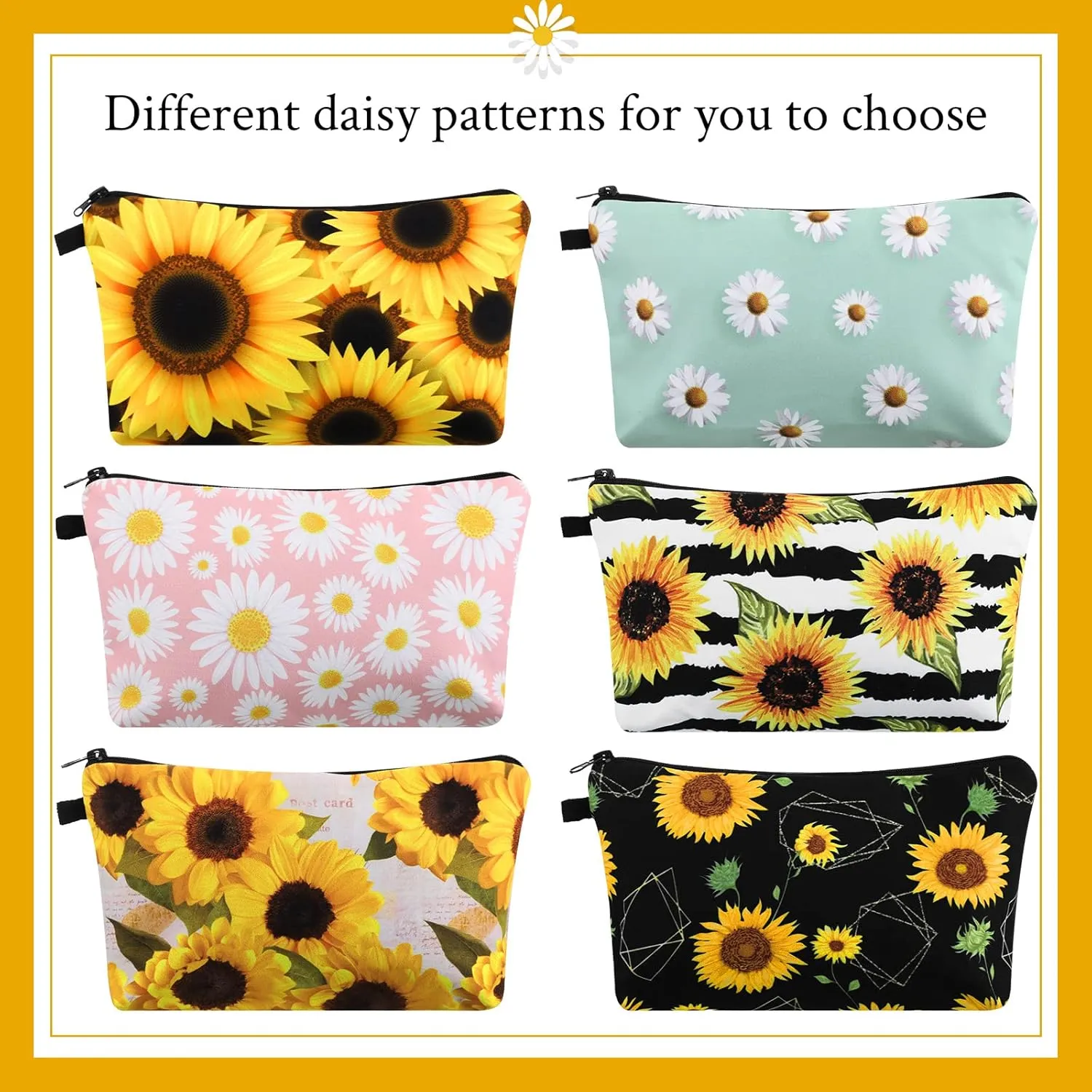 Sanwuta 12 Pieces Cosmetic Makeup Bags Printed Roomy Toiletry Waterproof Beauty Bag Organizer Pouches with Zipper Makeup Accessories for Women(Flower Style)