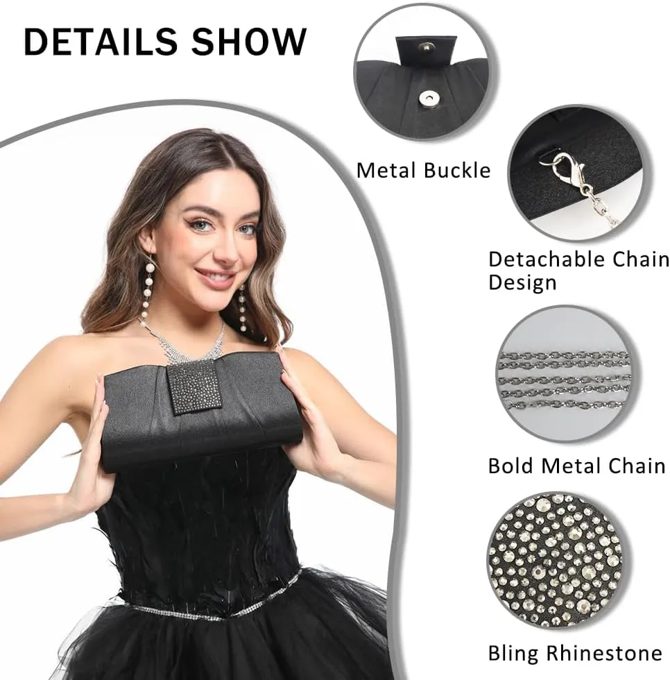 Satin Evening Clutch Purses for Women Formal Wedding Party Handbag Simple Classic Bags