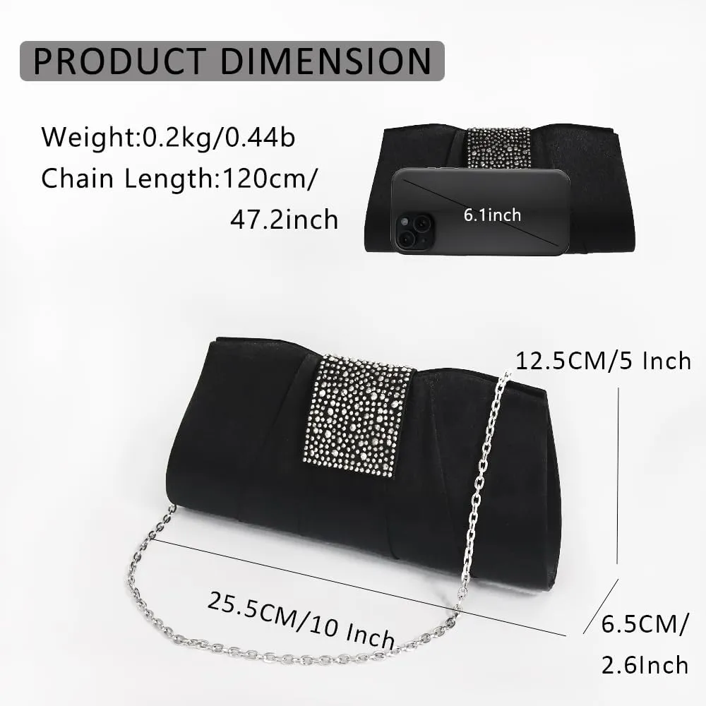 Satin Evening Clutch Purses for Women Formal Wedding Party Handbag Simple Classic Bags
