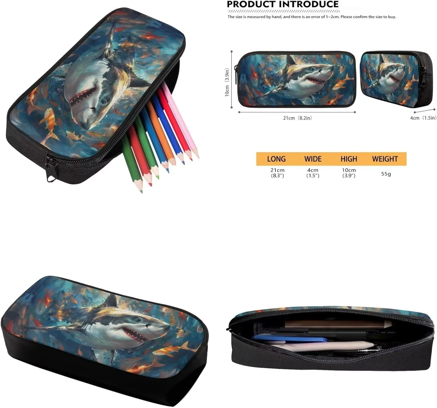 Shark Print Backpacks for Boys with Lunch Box Cute Bookbag for Teen Girls Practical Insulated Lunch Bag for Secondary Schools Junior Middle School