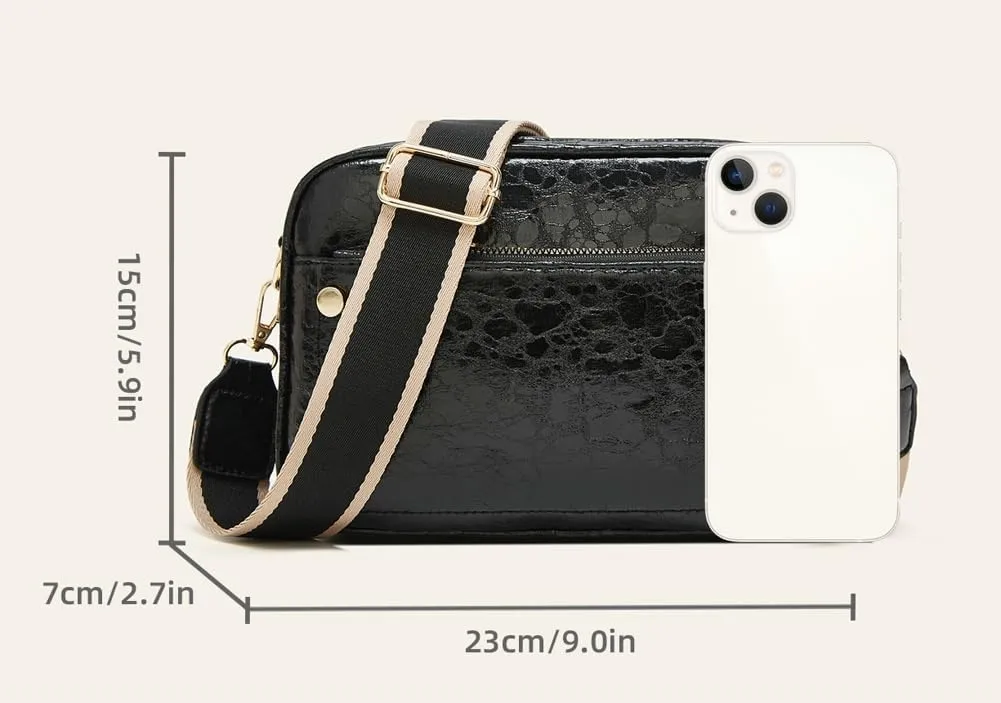 Shiny Leather Bags for Women on Trend Shoulder Bag Crossbody Bag Satchel Versatile Purses for Work Travel 2024