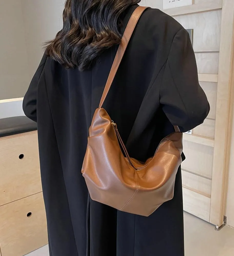 Shoulder Bag for Women Retro Crossbody Bags Y2K Trendy Purse Vegan Leather Hobo Handbags Removable Strap