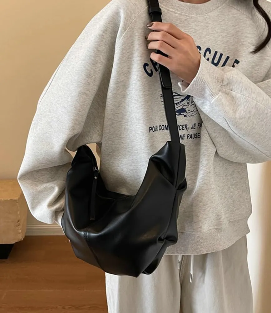 Shoulder Bag for Women Retro Crossbody Bags Y2K Trendy Purse Vegan Leather Hobo Handbags Removable Strap