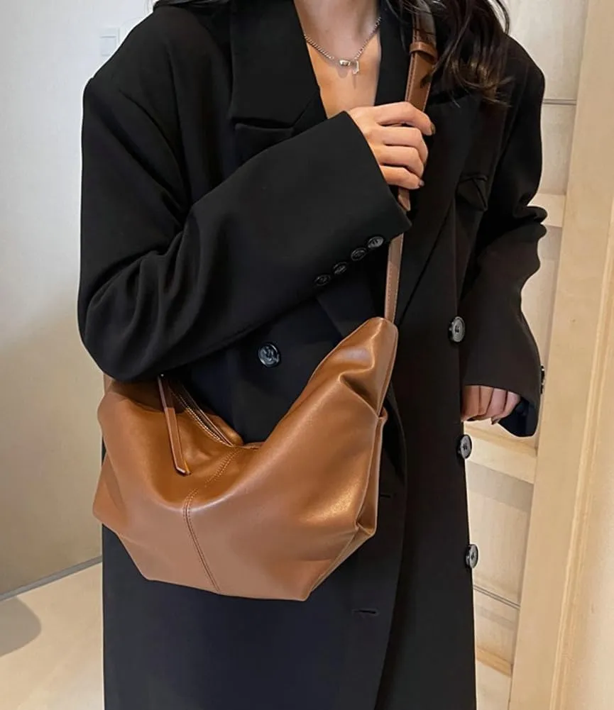 Shoulder Bag for Women Retro Crossbody Bags Y2K Trendy Purse Vegan Leather Hobo Handbags Removable Strap