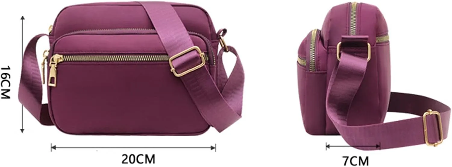 Shoulder Bag Men Women Classic Small Nylon Crossbody Bag Phone Purse Ladies Lightweight Messenger (Purple, One Size)