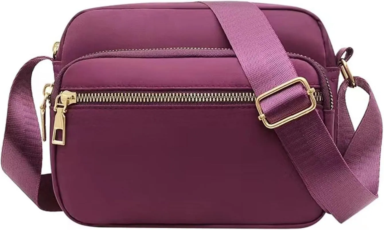Shoulder Bag Men Women Classic Small Nylon Crossbody Bag Phone Purse Ladies Lightweight Messenger (Purple, One Size)