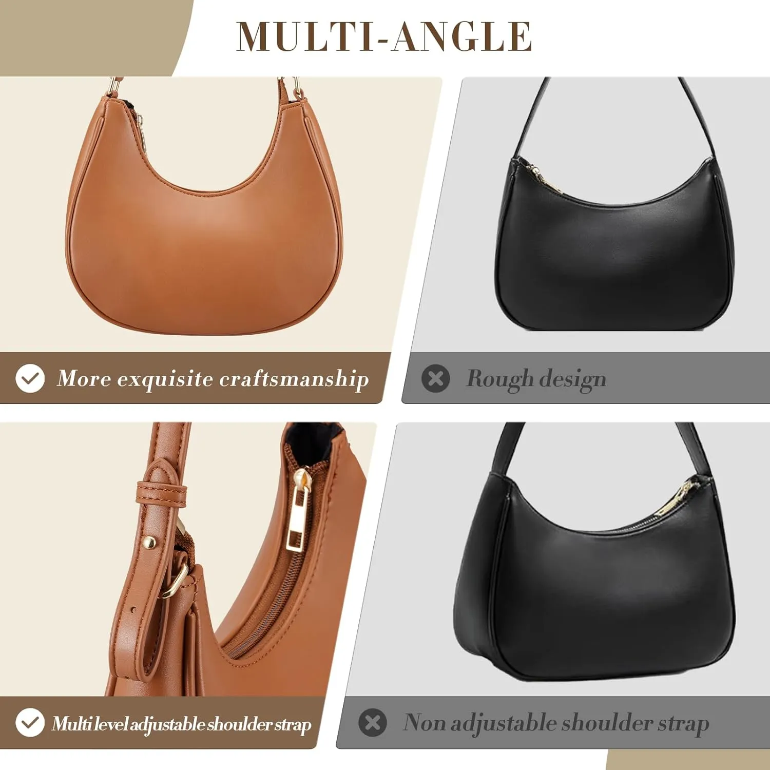 Shoulder Bags for Women,Classic Cute Hobo Tote Handbag Mini Clutch Purse with Zipper Closure