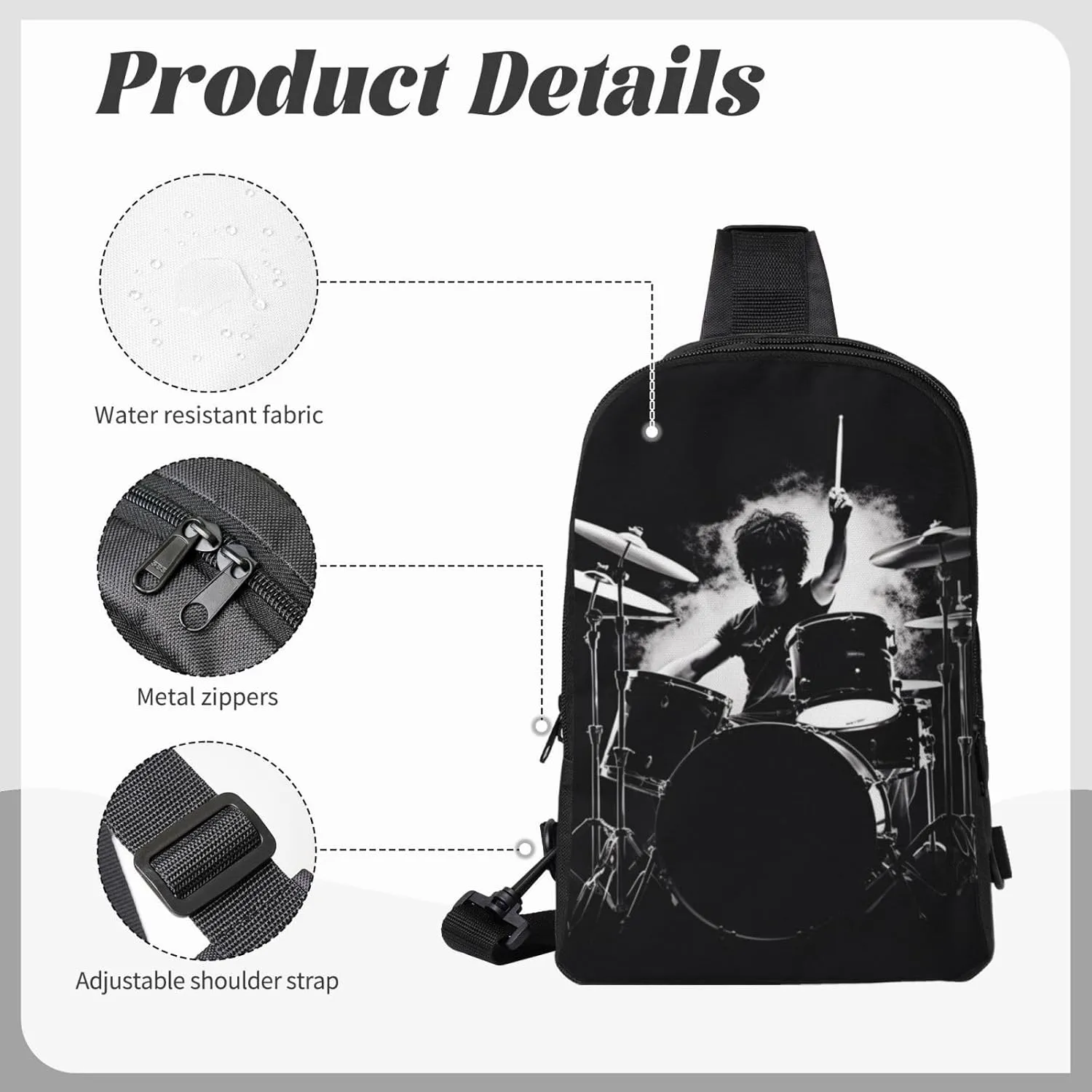 Sling bag for Women Men Trendy Sling Bakpack Casual Chest Bag Drummer Fanny Pack for Travel Hiking