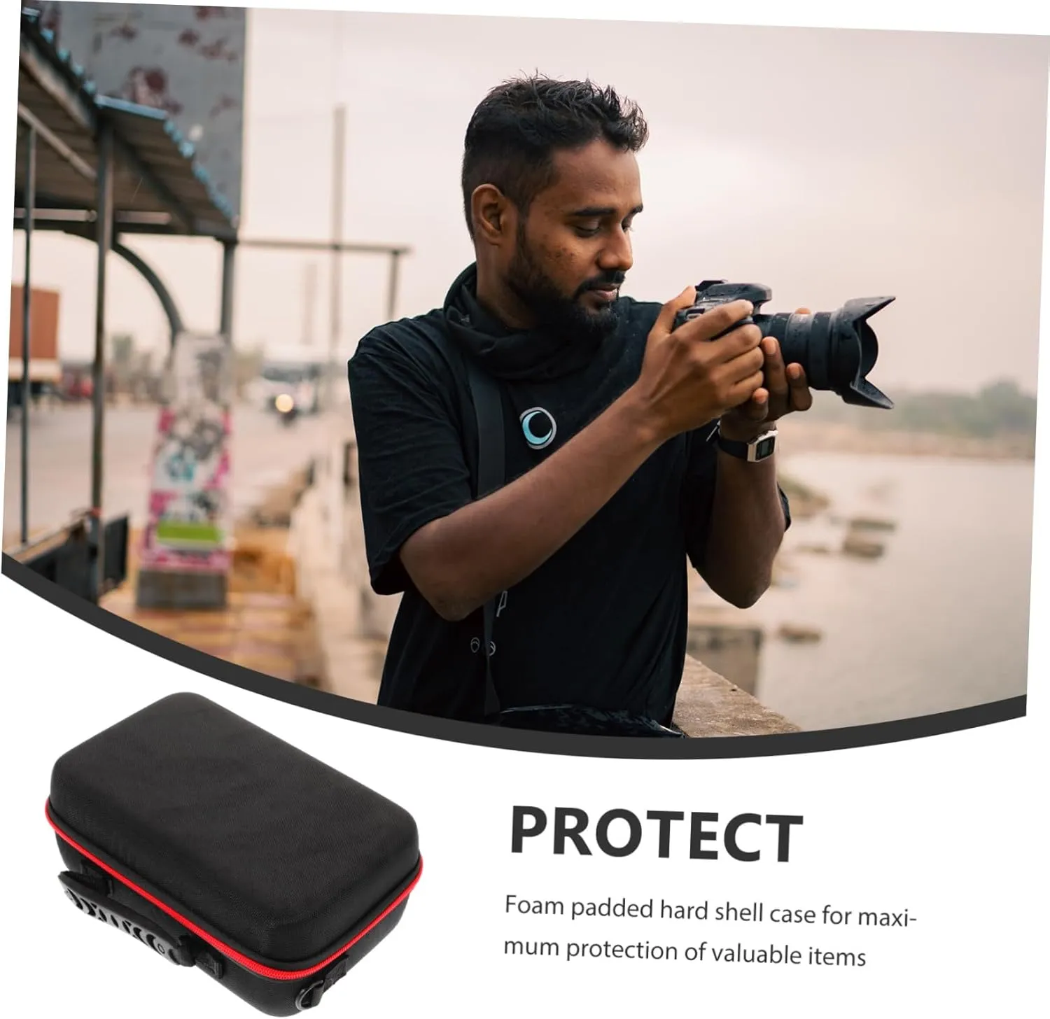 Small Camera Bag Hard Camera Case for Travel Compact Digital Storage Pouch with Cuttable Sponge Organized Portable Design for Go Use