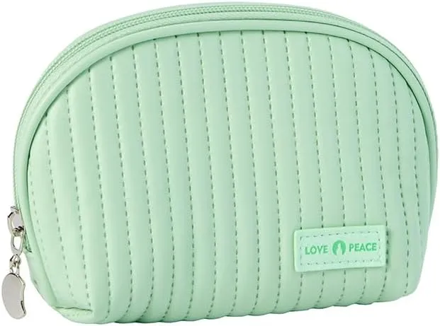 Small Compact Large Capacity Makeup Bag Cute Aesthetic Cosmetic Bags for Travel Essentials Organizer Waterproof Soft Leather Makeup Bag Zipper Pouch Portable Toiletry Bag for Women