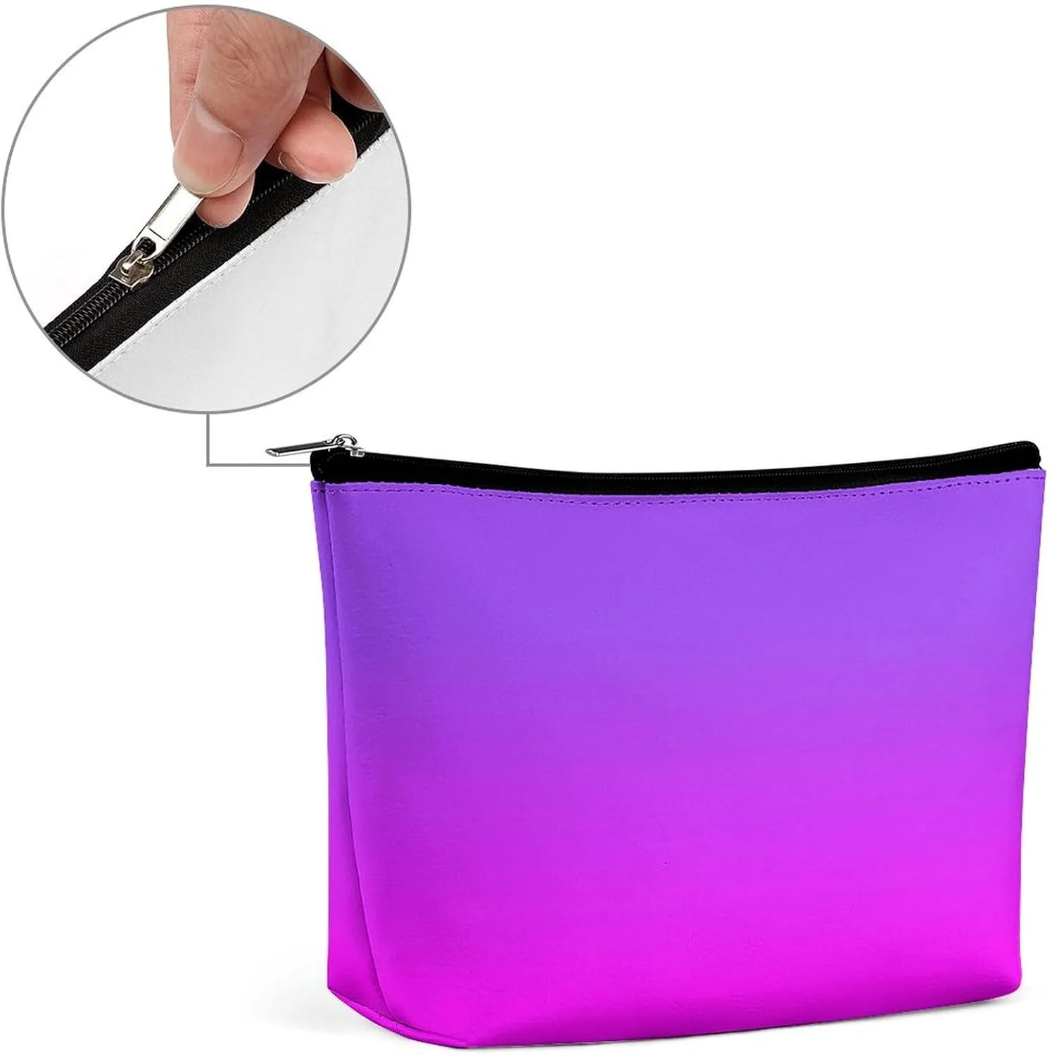 Small Cosmetic Bag, Neon Purple and Hot Pink Ombre Shade Color Makeup Bags Elegant Roomy Pouch for Women,Travel Toiletry Accessories Organizer