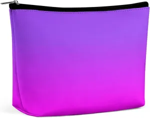 Small Cosmetic Bag, Neon Purple and Hot Pink Ombre Shade Color Makeup Bags Elegant Roomy Pouch for Women,Travel Toiletry Accessories Organizer